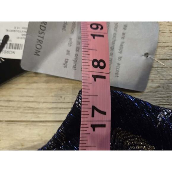 Betsy & Adam Women's One-Shoulder Metallic Floral Gown Blue Size 12 - Picture 14 of 14